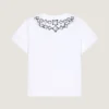 T-shirt i bomull med dekonstruerat kristalltryck