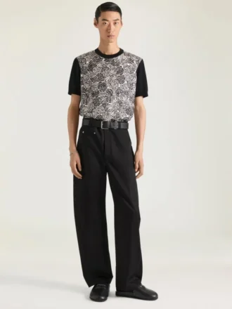 T-shirt i bomullstrikå med blommönster