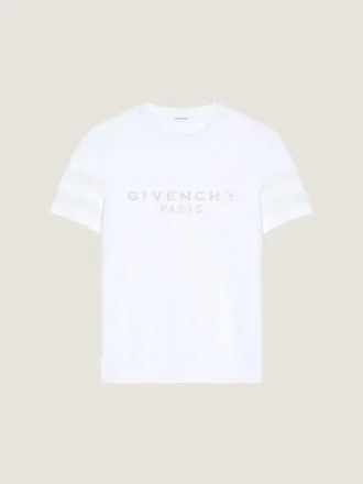 T-shirt i bomullstrikå med Givenchy Paris-jacquard