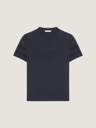 T-shirt i bomullstrikå med Givenchy Paris-jacquard