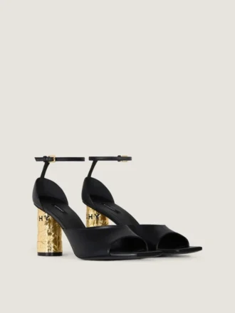 Tejpklädda klacksandaler i läder