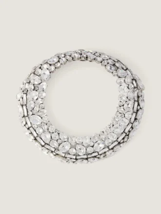 Torque-halsband med stora kristaller i metall och kristaller